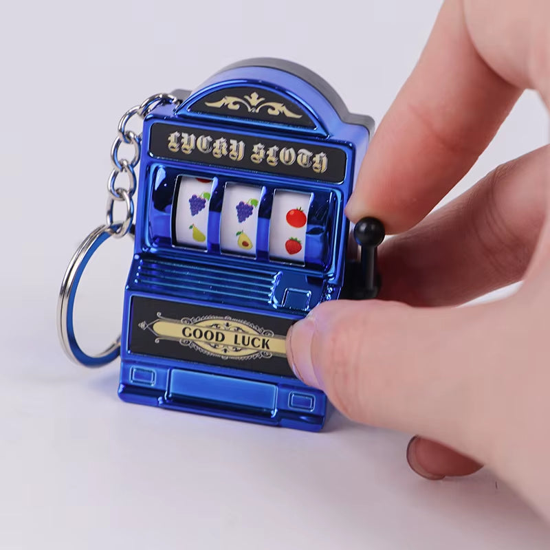 Creative Mini Fruit Slot Machine Casino Lucky Charm Jackpot Keychains Key Chain Pendant Slot Machine Keychain Novelty Gifts