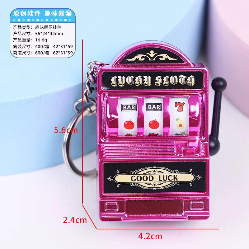 Creative Mini Fruit Slot Machine Casino Lucky Charm Jackpot Keychains Key Chain Pendant Slot Machine Keychain Novelty Gifts