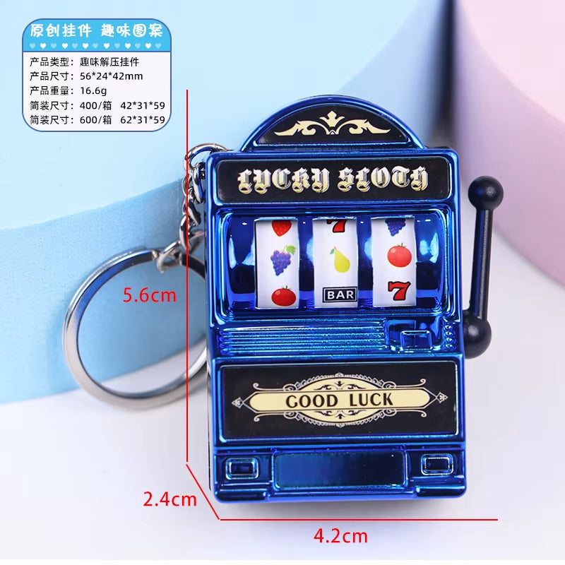 Creative Mini Fruit Slot Machine Casino Lucky Charm Jackpot Keychains Key Chain Pendant Slot Machine Keychain Novelty Gifts