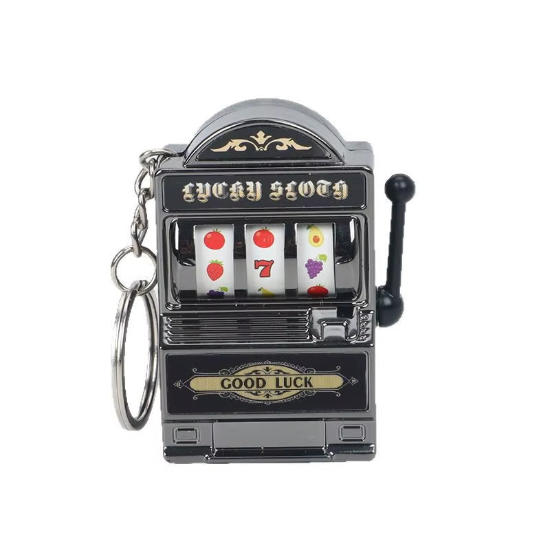 Creative Mini Fruit Slot Machine Casino Lucky Charm Jackpot Keychains Key Chain Pendant Slot Machine Keychain Novelty Gifts