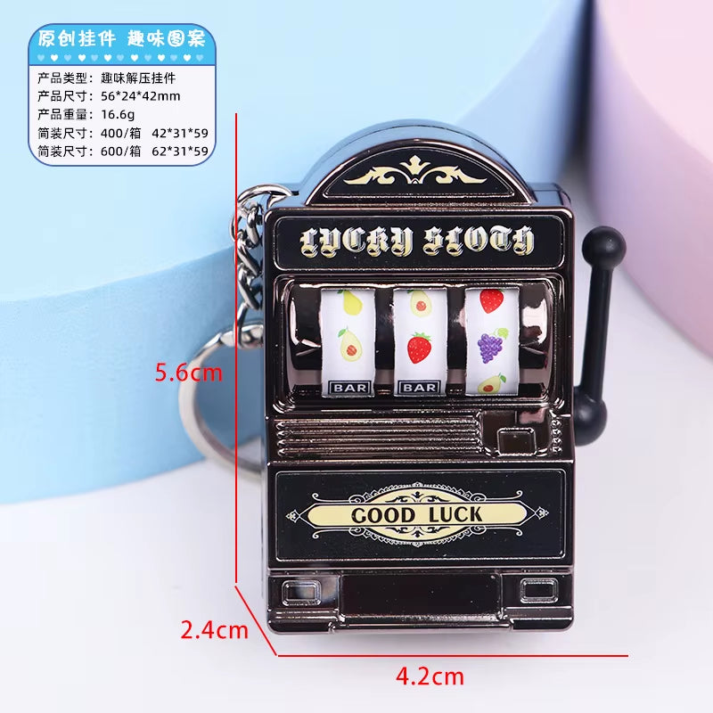 Creative Mini Fruit Slot Machine Casino Lucky Charm Jackpot Keychains Key Chain Pendant Slot Machine Keychain Novelty Gifts
