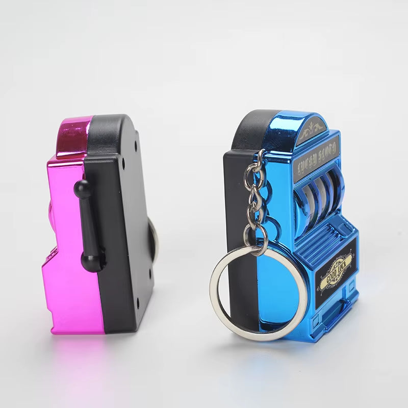 Creative Mini Fruit Slot Machine Casino Lucky Charm Jackpot Keychains Key Chain Pendant Slot Machine Keychain Novelty Gifts